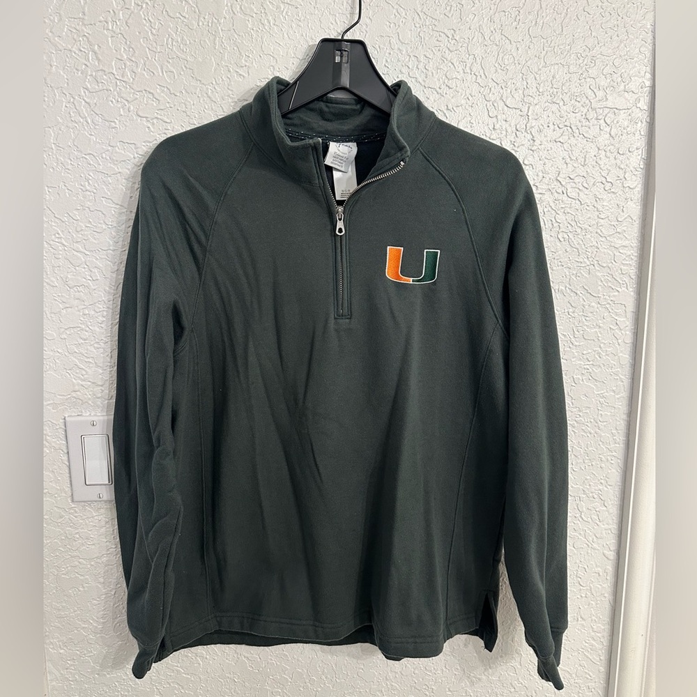 University of Miami Dark Green Quarter-Zip Sweater
